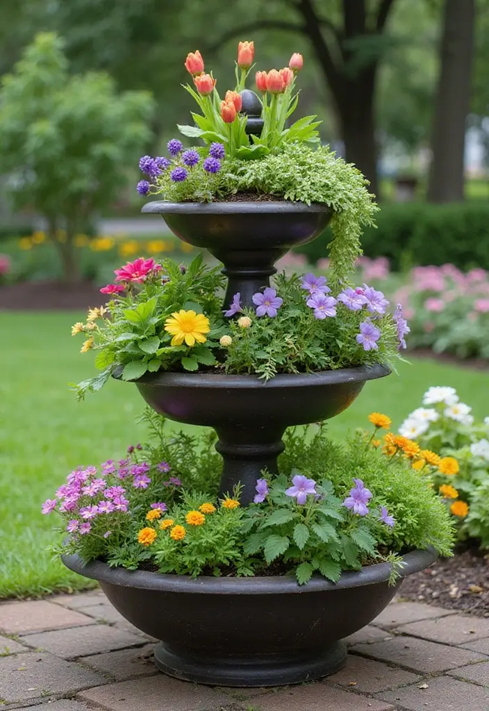 30 Backyard Plant Ideas That Transform Outdoor Living 10 30 Backyard Plant Ideas That Transform Outdoor Living - 10. Tiered Planters