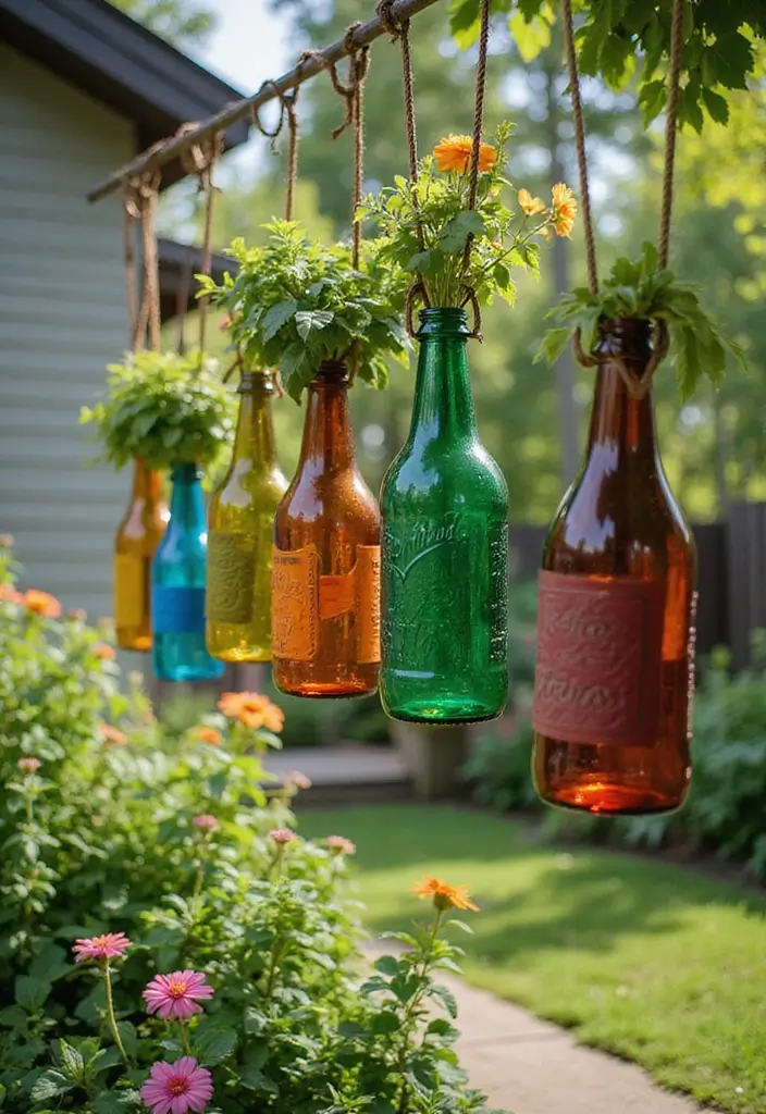 30 Backyard Plant Ideas That Transform Outdoor Living 12 30 Backyard Plant Ideas That Transform Outdoor Living - 12. Bottle Planters