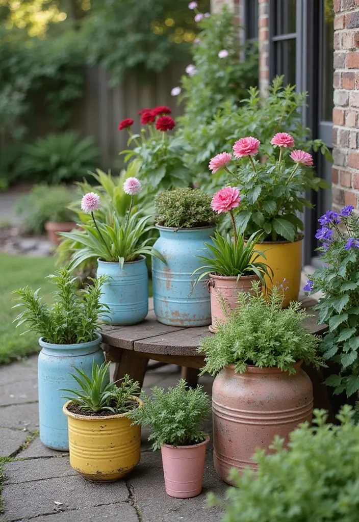 30 Backyard Plant Ideas That Transform Outdoor Living 17 30 Backyard Plant Ideas That Transform Outdoor Living - 17. Upcycled Container Gardens