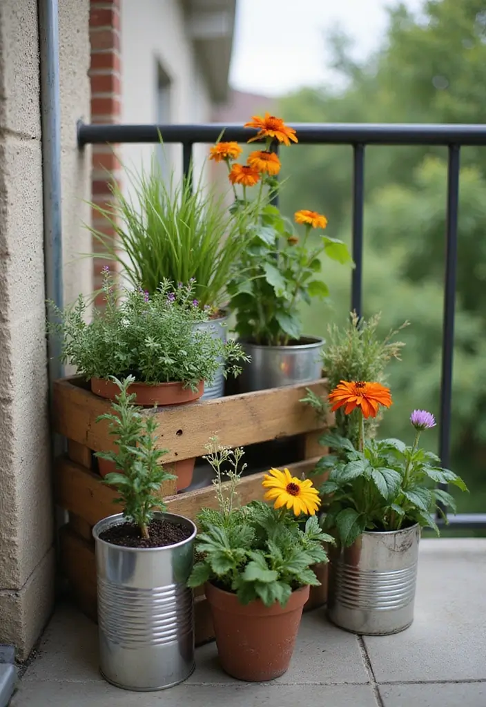30 Balcony Plant Ideas for Small Yet Lush Spaces 11 30 Balcony Plant Ideas for Small Yet Lush Spaces - 11. Repurposed Items for Planters