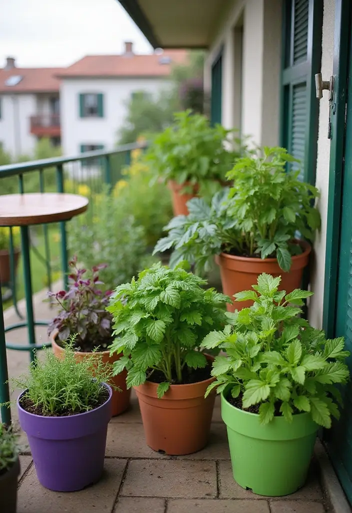 30 Balcony Plant Ideas for Small Yet Lush Spaces 2 30 Balcony Plant Ideas for Small Yet Lush Spaces - 2. Container Herb Garden