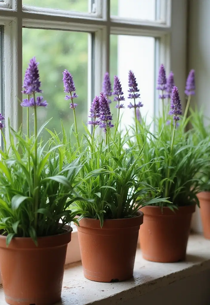 30 Bay Window Plant Ideas That Brighten Your Home 10 30 Bay Window Plant Ideas That Brighten Your Home - 10. Chives in Charming Pots