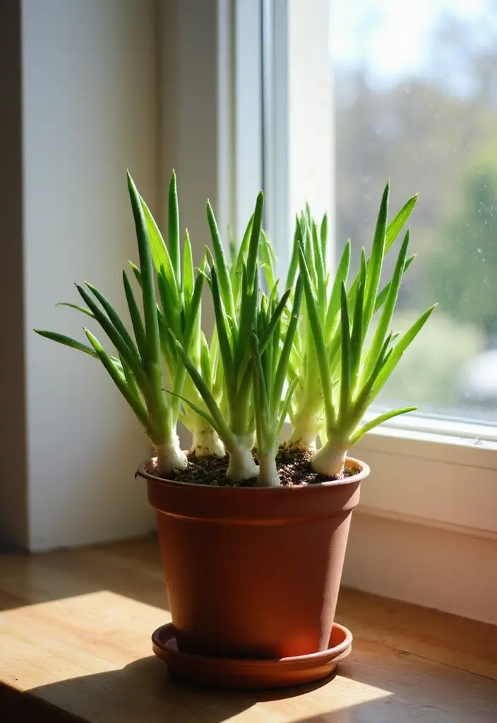 30 Bay Window Plant Ideas That Brighten Your Home 12 30 Bay Window Plant Ideas That Brighten Your Home - 12. Potted Garlic