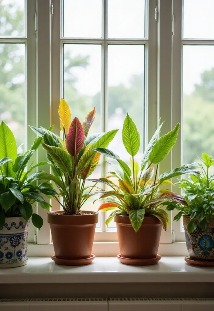 30 Bay Window Plant Ideas That Brighten Your Home 13 30 Bay Window Plant Ideas That Brighten Your Home - 13. Colorful Foliage Plants
