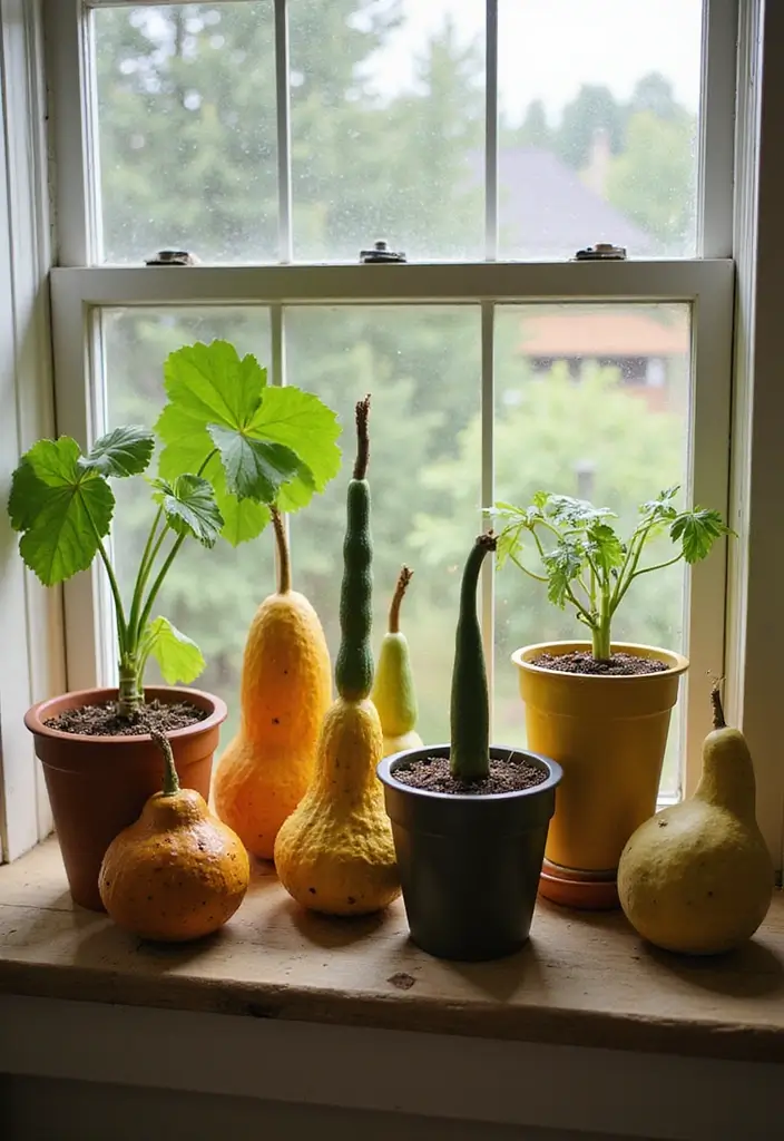 30 Bay Window Plant Ideas That Brighten Your Home 25 30 Bay Window Plant Ideas That Brighten Your Home - 25. Unique Gourd Plants