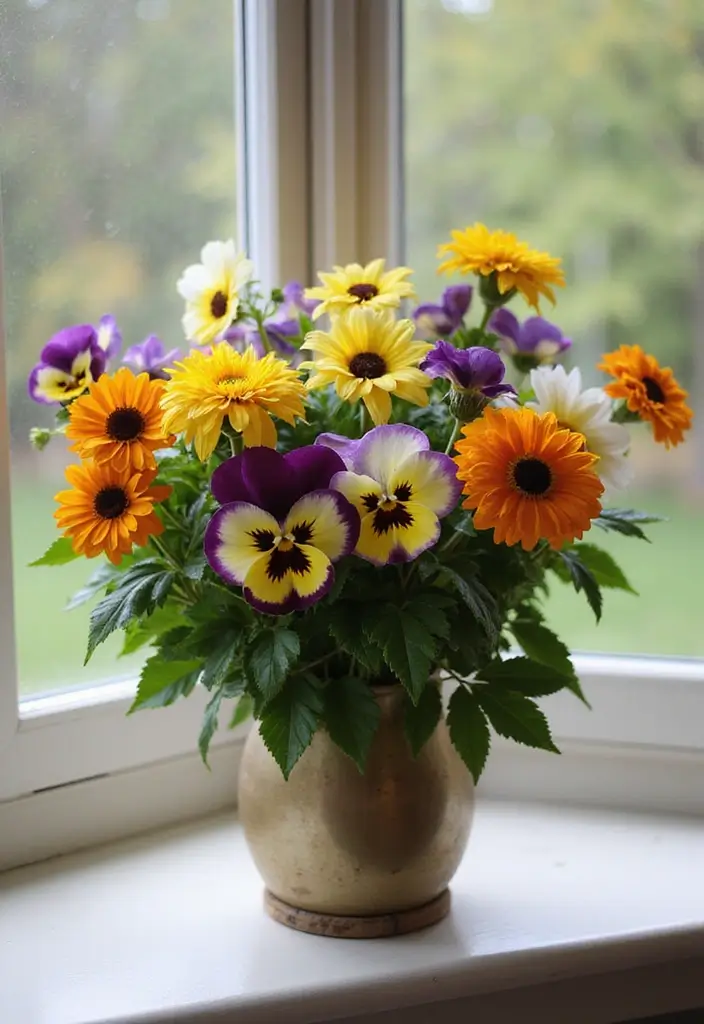 30 Bay Window Plant Ideas That Brighten Your Home 29 30 Bay Window Plant Ideas That Brighten Your Home - 29. Seasonal Flowers for Rotation