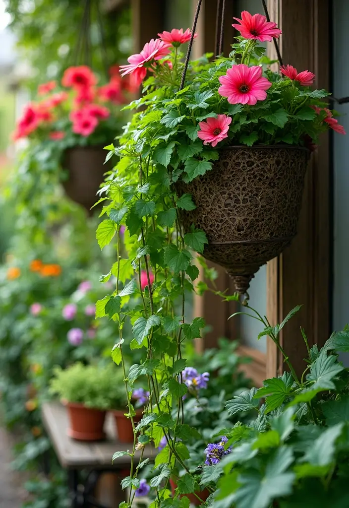 30 Castor Bean Plant Ideas for Bold Garden Statements 12 30 Castor Bean Plant Ideas for Bold Garden Statements - 12. Castor Beans in Mixed Hanging Baskets