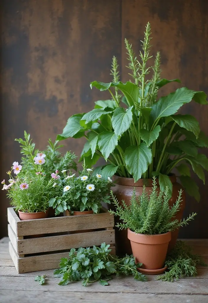 30 Castor Bean Plant Ideas for Bold Garden Statements 15 30 Castor Bean Plant Ideas for Bold Garden Statements - 15. Castor Bean Accents in Rustic Decor