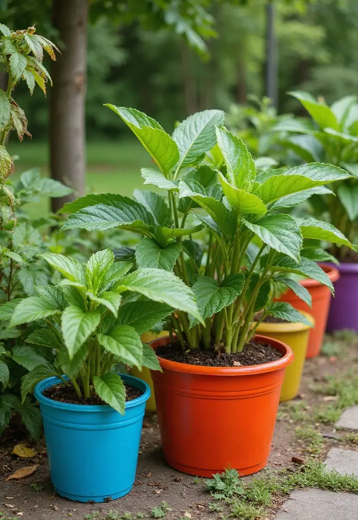 30 Castor Bean Plant Ideas for Bold Garden Statements 17 30 Castor Bean Plant Ideas for Bold Garden Statements - 17. Castor Beans in Brightly Colored Pots