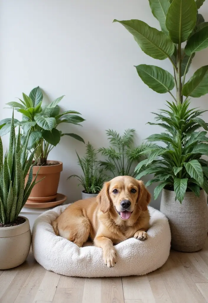 30 Cozy Plant Corner Ideas That Instantly Upgrade Your Room 12 30 Cozy Plant Corner Ideas That Instantly Upgrade Your Room - 12. Pet-Friendly Plant Corner