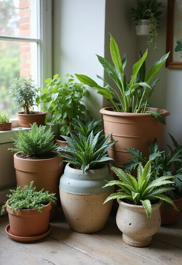 30 Cozy Plant Corner Ideas That Instantly Upgrade Your Room 30 30 Cozy Plant Corner Ideas That Instantly Upgrade Your Room - 30. Corner with Upcycled Planters