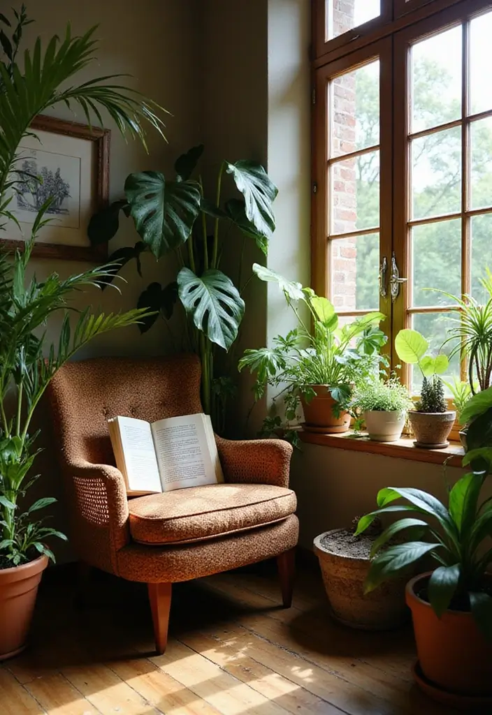 30 Cozy Plant Corner Ideas That Instantly Upgrade Your Room 8 30 Cozy Plant Corner Ideas That Instantly Upgrade Your Room - 8. Cozy Reading Nook with Plants