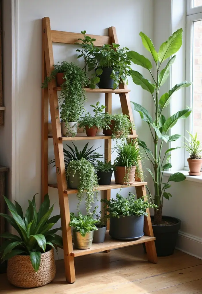 30 Crazy Plant Lady Decor and Lifestyle Ideas 5 30 Crazy Plant Lady Decor and Lifestyle Ideas - 5. Plant Ladder Stands