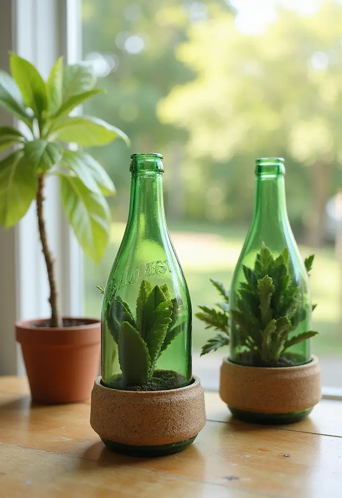 30 Creative Plant Saucer Ideas You Didn’t Know You Needed 1 30 Creative Plant Saucer Ideas You Didn’t Know You Needed - 1. Upcycled Glass Bottles