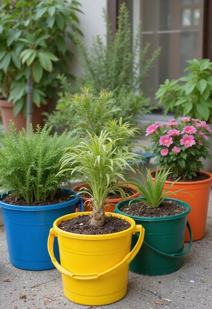 30 Creative Plant Saucer Ideas You Didn’t Know You Needed 24 30 Creative Plant Saucer Ideas You Didn’t Know You Needed - 24. Plastic Garden Buckets