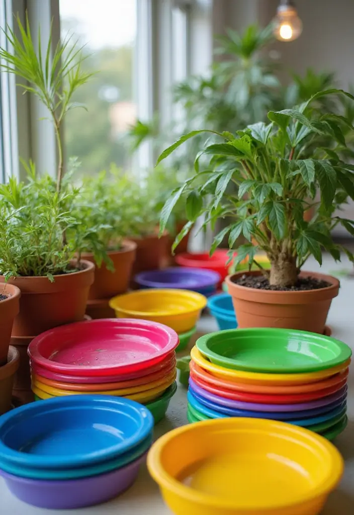 30 Creative Plant Saucer Ideas You Didn’t Know You Needed 5 30 Creative Plant Saucer Ideas You Didn’t Know You Needed - 5. Colorful Plastic Saucers