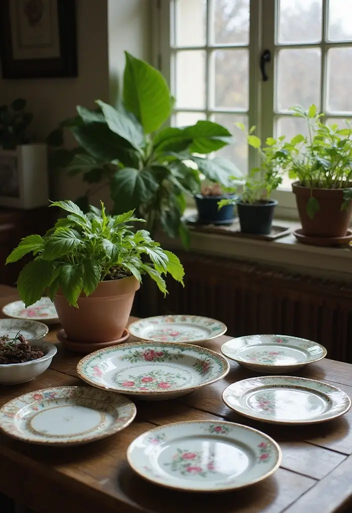 30 Creative Plant Saucer Ideas You Didn’t Know You Needed 6 30 Creative Plant Saucer Ideas You Didn’t Know You Needed - 6. Vintage Plates