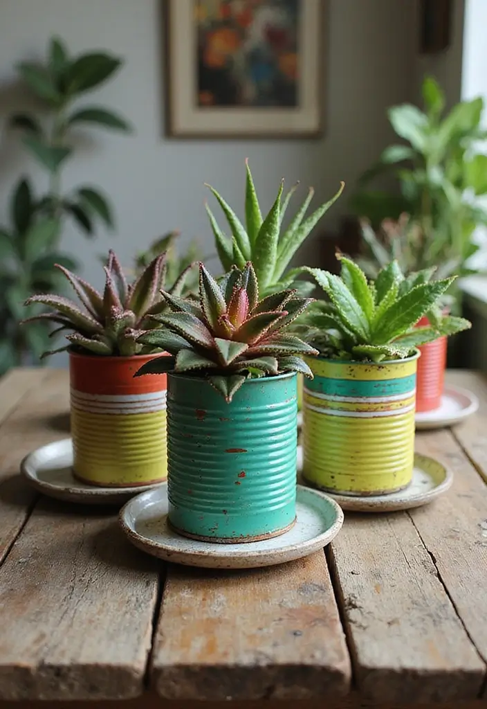 30 Creative Plant Saucer Ideas You Didn’t Know You Needed 9 30 Creative Plant Saucer Ideas You Didn’t Know You Needed - 9. Recycled Tin Cans