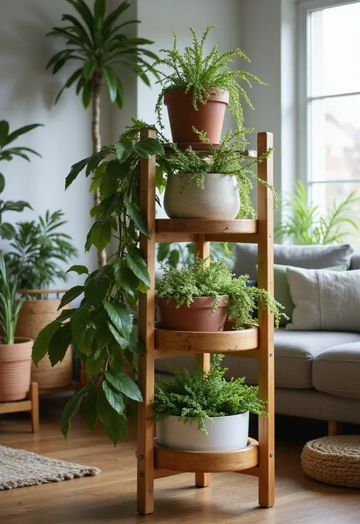 30 Creative Plant Stand Ideas for Indoors and Outdoors 1 30 Creative Plant Stand Ideas for Indoors and Outdoors - 1. Multi-Tiered Wooden Plant Stand