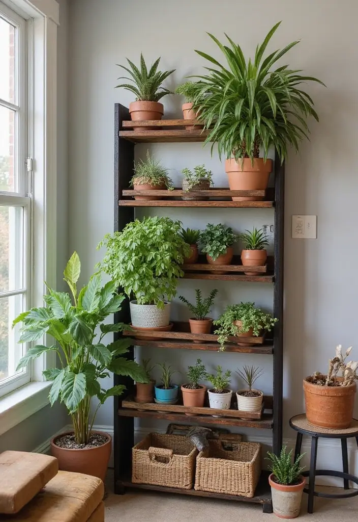 30 Creative Plant Stand Ideas for Indoors and Outdoors 21 30 Creative Plant Stand Ideas for Indoors and Outdoors - 21. Creative Wine Rack Plant Stand