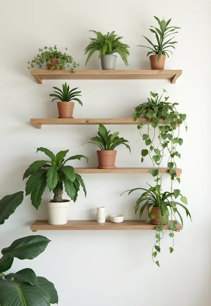 30 Creative Plant Stand Ideas for Indoors and Outdoors 23 30 Creative Plant Stand Ideas for Indoors and Outdoors - 23. Simple Shelf Plant Stand