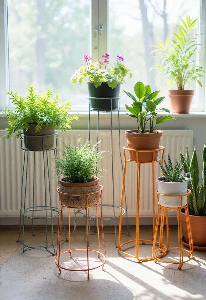 30 Creative Plant Stand Ideas for Indoors and Outdoors 29 30 Creative Plant Stand Ideas for Indoors and Outdoors - 29. Artistic Wire Plant Stands