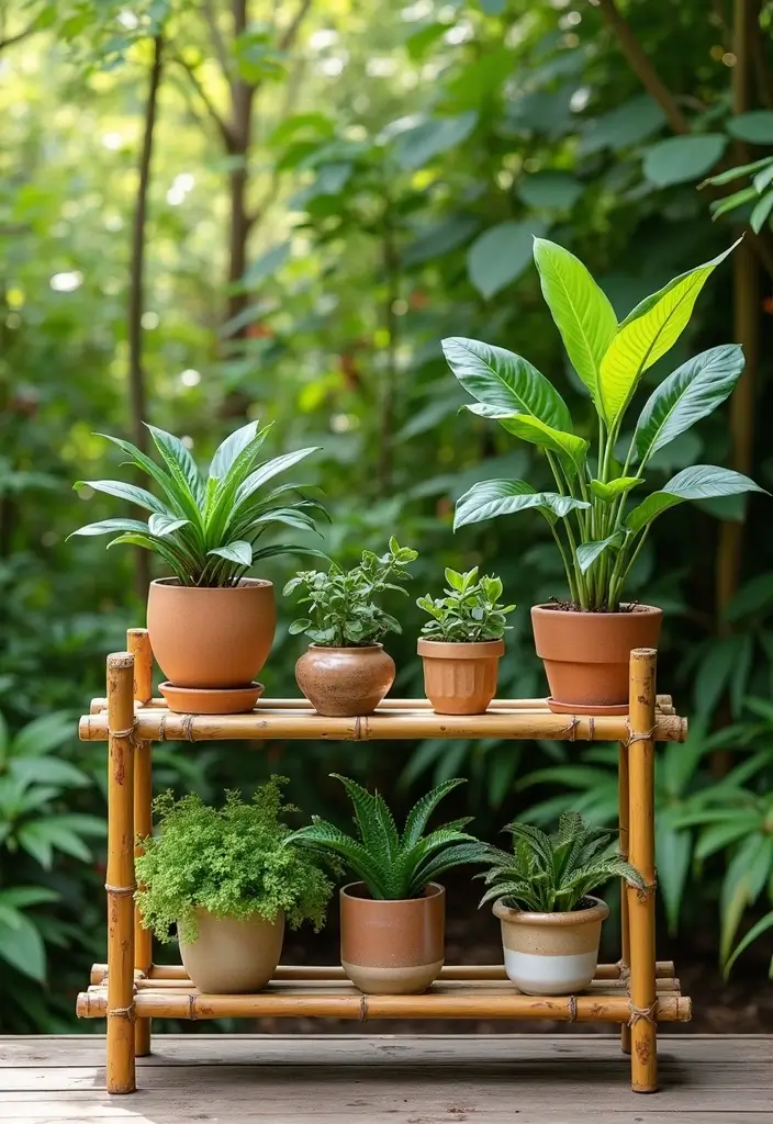 30 Creative Plant Stand Ideas for Indoors and Outdoors 30 30 Creative Plant Stand Ideas for Indoors and Outdoors - 30. Eco-Friendly Bamboo Plant Stand