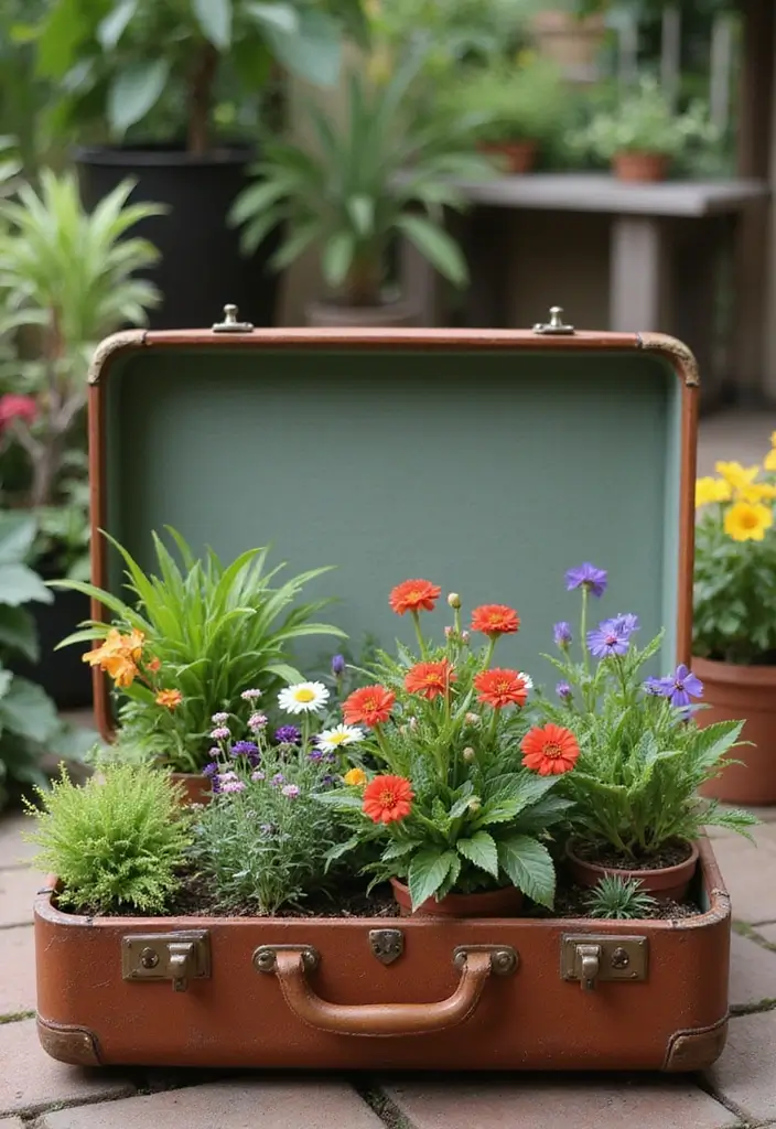 30 Creative Plant Vase Ideas for Every Style 10 30 Creative Plant Vase Ideas for Every Style - 10. Vintage Suitcases