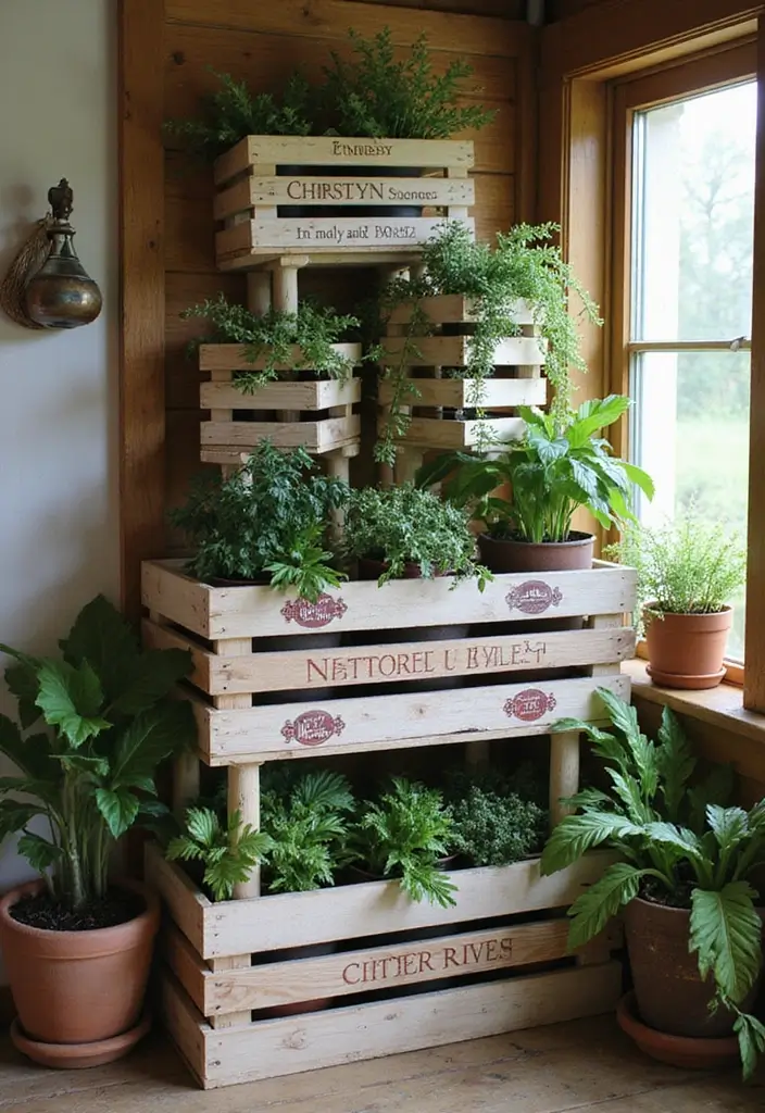 30 Creative Plant Vase Ideas for Every Style 23 30 Creative Plant Vase Ideas for Every Style - 23. Upcycled Wooden Crates