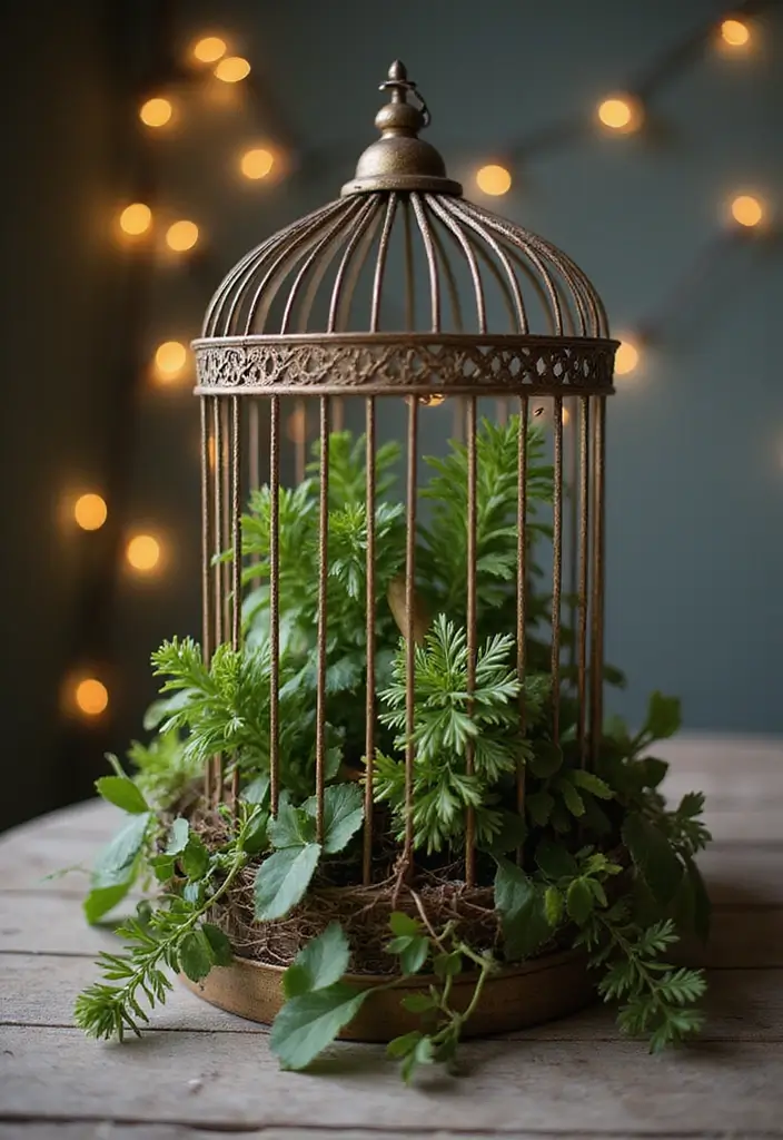 30 Creative Plant Vase Ideas for Every Style 8 30 Creative Plant Vase Ideas for Every Style - 8. Birdcage Beauty
