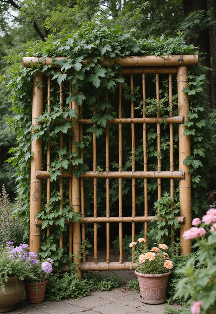30 DIY Plant Supports You Can Easily Make at Home 1 30 DIY Plant Supports You Can Easily Make at Home - 1. Rustic Bamboo Trellis