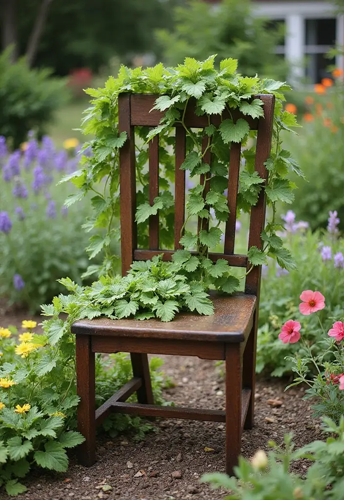30 DIY Plant Supports You Can Easily Make at Home 17 30 DIY Plant Supports You Can Easily Make at Home - 17. Upcycled Furniture Trellis