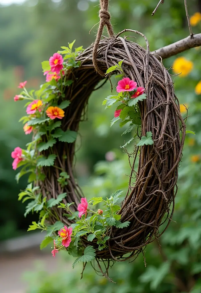 30 DIY Plant Supports You Can Easily Make at Home 19 30 DIY Plant Supports You Can Easily Make at Home - 19. Grapevine Wreath Support