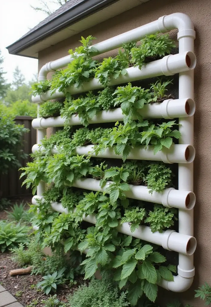 30 DIY Plant Supports You Can Easily Make at Home 21 30 DIY Plant Supports You Can Easily Make at Home - 21. Vertical PVC Wall Garden