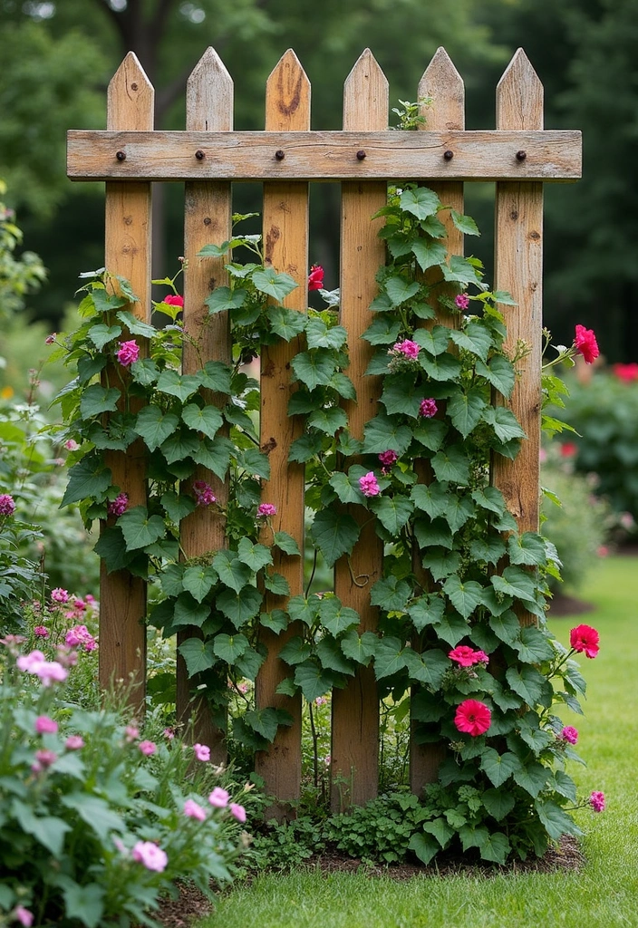 30 DIY Plant Supports You Can Easily Make at Home 24 30 DIY Plant Supports You Can Easily Make at Home - 24. DIY Fence Picket Trellis