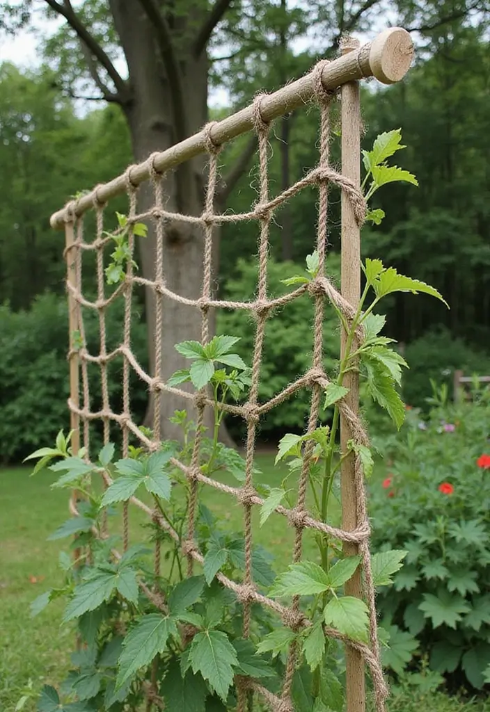 30 DIY Plant Supports You Can Easily Make at Home 26 30 DIY Plant Supports You Can Easily Make at Home - 26. Simple Jute Twine Netting