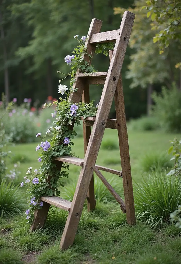 30 DIY Plant Supports You Can Easily Make at Home 3 30 DIY Plant Supports You Can Easily Make at Home - 3. Wooden Ladder Trellis