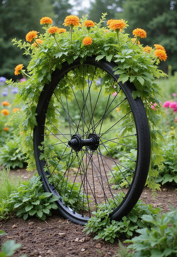 30 DIY Plant Supports You Can Easily Make at Home 8 30 DIY Plant Supports You Can Easily Make at Home - 8. Old Bicycle Wheel Trellis