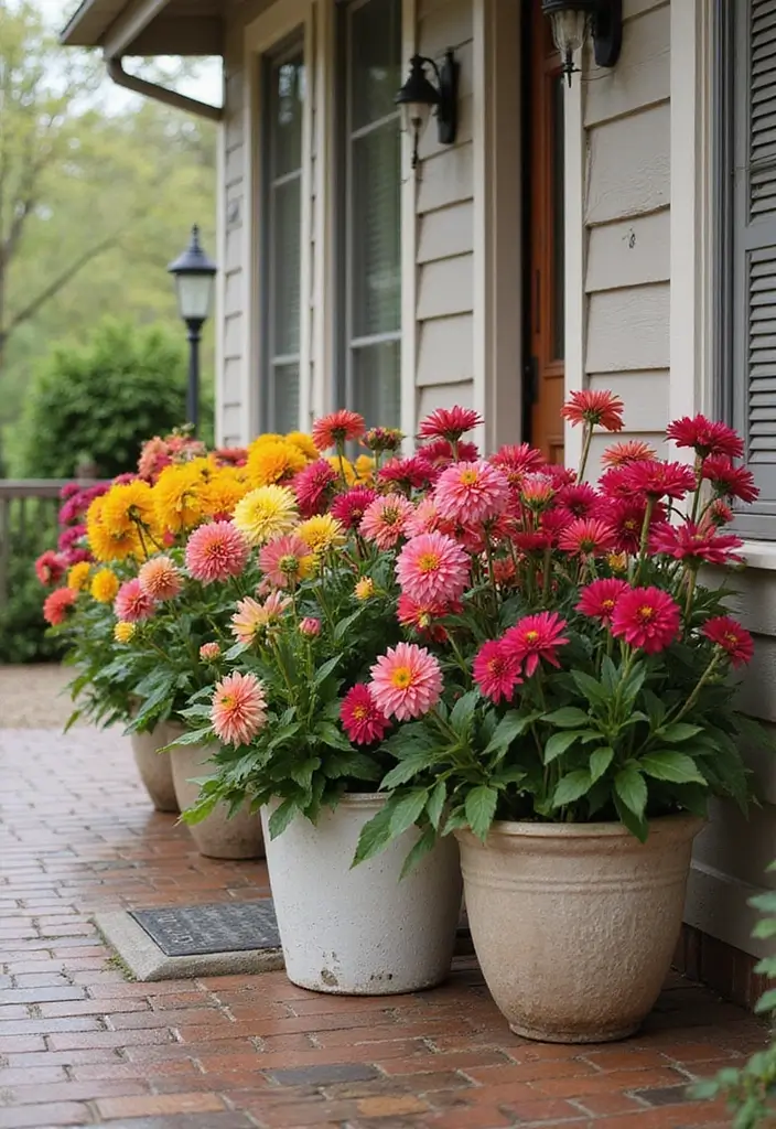 30 Front Porch Plant Ideas That Boost Curb Appeal 10 30 Front Porch Plant Ideas That Boost Curb Appeal - 10. Dazzling Dahlia Displays