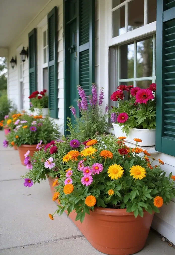 30 Front Porch Plant Ideas That Boost Curb Appeal 12 30 Front Porch Plant Ideas That Boost Curb Appeal - 12. Colorful Window Boxes