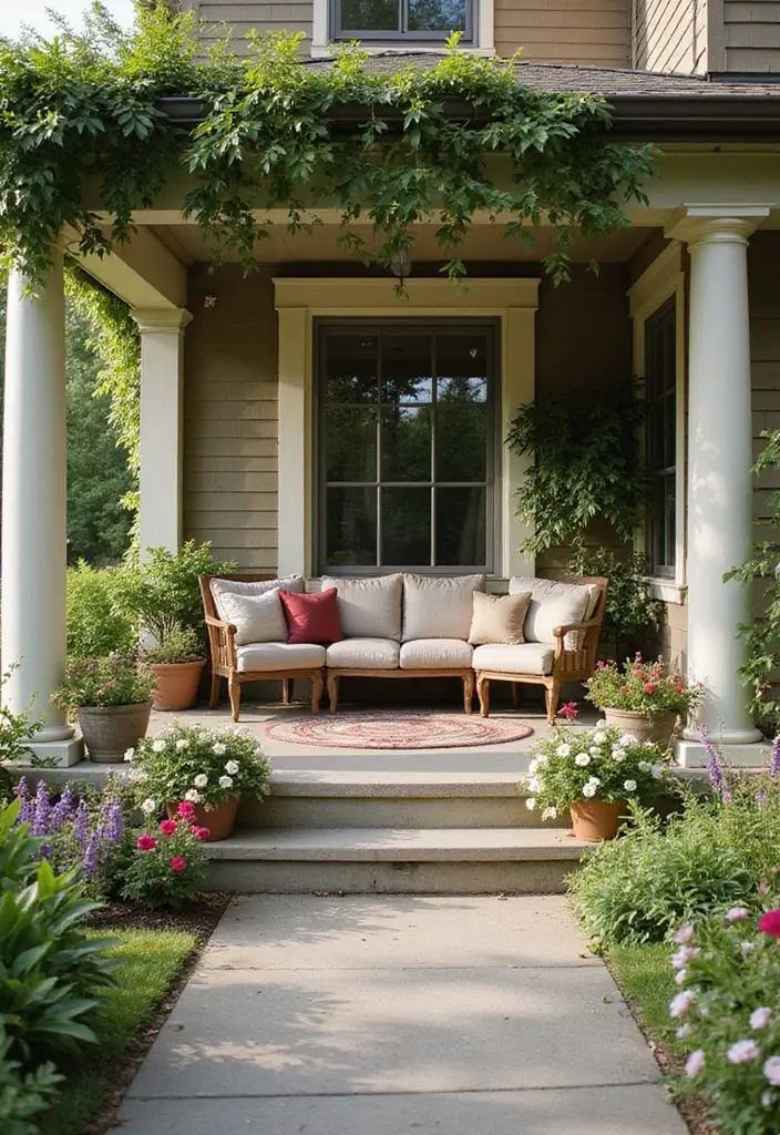 30 Front Porch Plant Ideas That Boost Curb Appeal 18 30 Front Porch Plant Ideas That Boost Curb Appeal - 18. Cozy Seating with Plants