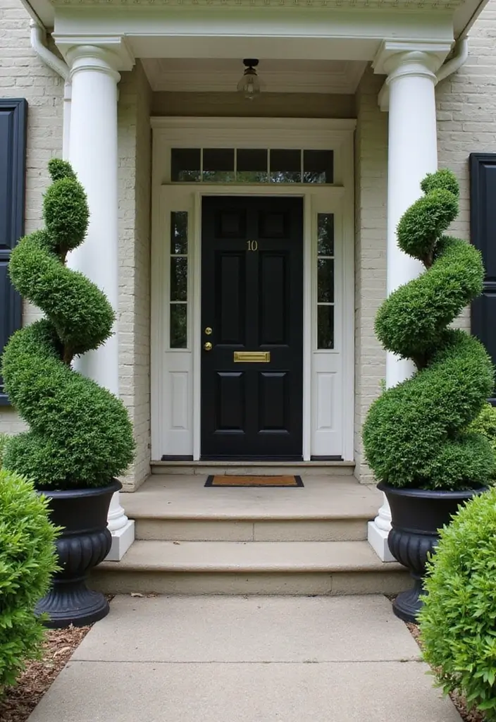 30 Front Porch Plant Ideas That Boost Curb Appeal 20 30 Front Porch Plant Ideas That Boost Curb Appeal - 20. Classic Boxwood Topiaries
