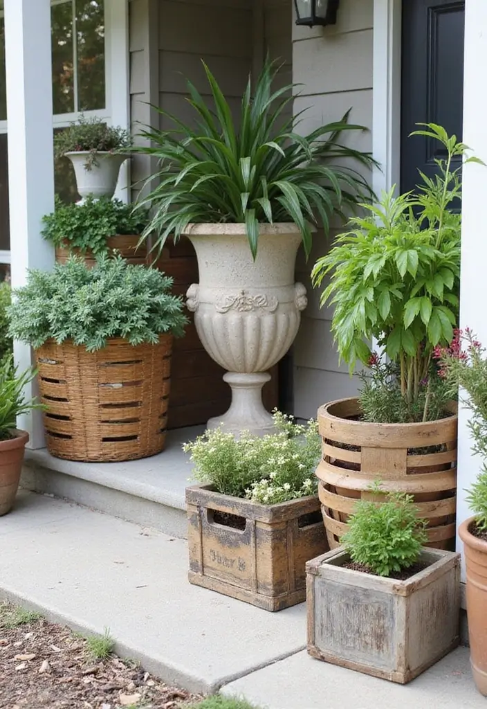 30 Front Porch Plant Ideas That Boost Curb Appeal 28 30 Front Porch Plant Ideas That Boost Curb Appeal - 28. Unique Container Shapes