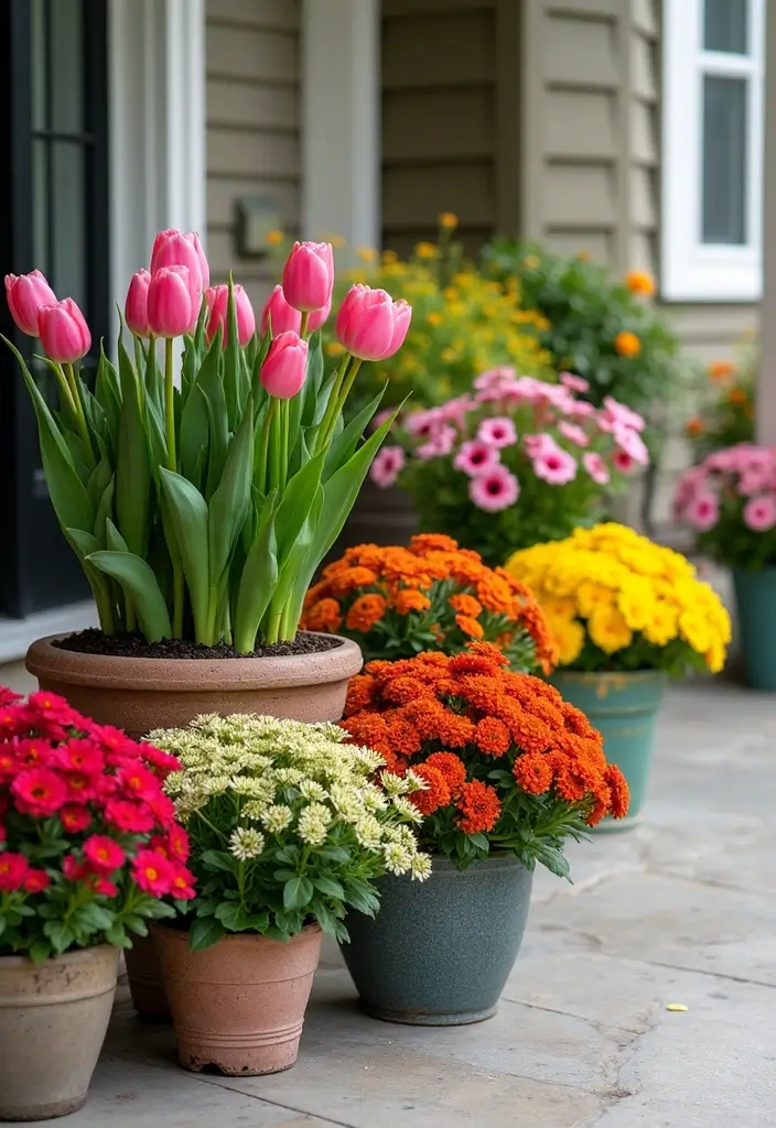 30 Front Porch Plant Ideas That Boost Curb Appeal 4 30 Front Porch Plant Ideas That Boost Curb Appeal - 4. Seasonal Flower Rotations