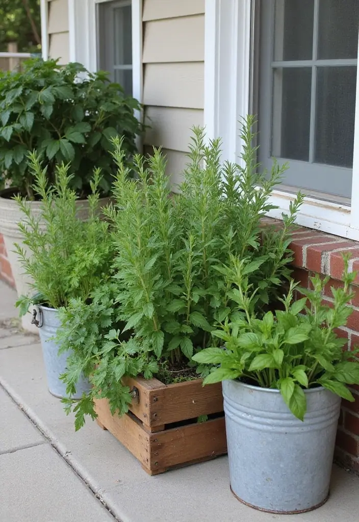 30 Front Porch Plant Ideas That Boost Curb Appeal 6 30 Front Porch Plant Ideas That Boost Curb Appeal - 6. Rustic Herb Gardens