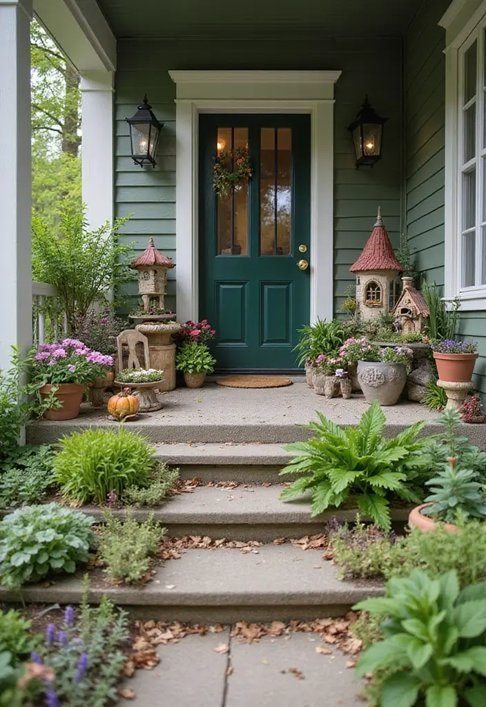 30 Front Porch Plant Ideas That Boost Curb Appeal 9 30 Front Porch Plant Ideas That Boost Curb Appeal - 9. Whimsical Fairy Gardens