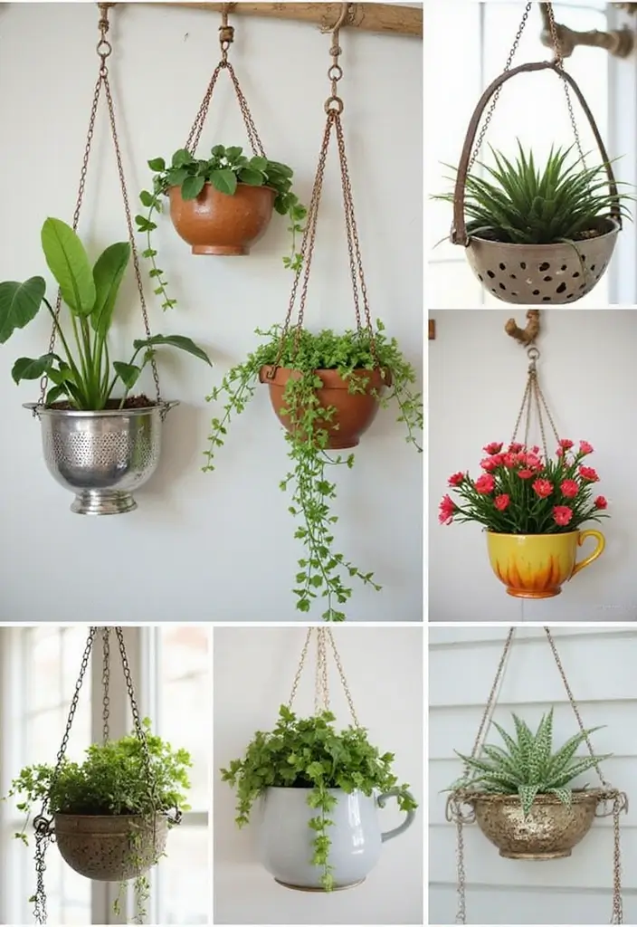 30 Hanging Plant Ideas That Add Life to Any Room 6 30 Hanging Plant Ideas That Add Life to Any Room - 6. Repurposed Objects