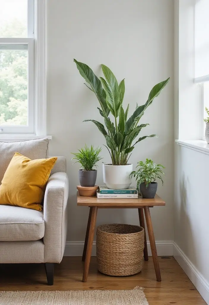 30 Indoor Plant Stand Ideas to Maximize Small Spaces 22 30 Indoor Plant Stand Ideas to Maximize Small Spaces - 22. Stylish Side Tables with Plants
