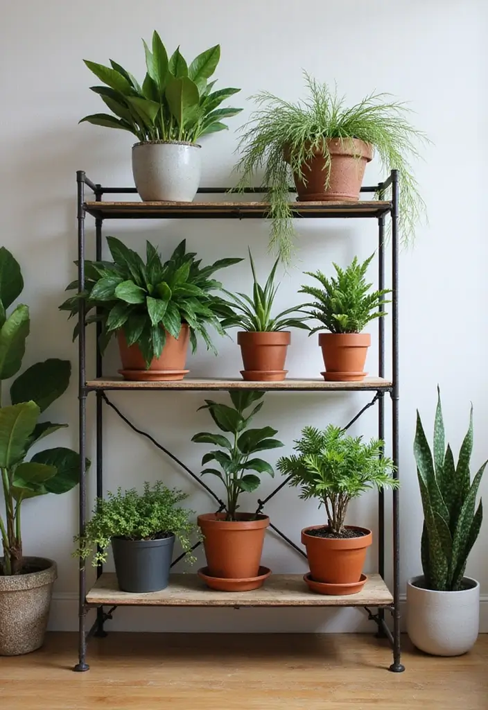 30 Indoor Plant Stand Ideas to Maximize Small Spaces 28 30 Indoor Plant Stand Ideas to Maximize Small Spaces - 28. Industrial-Style Plant Stands