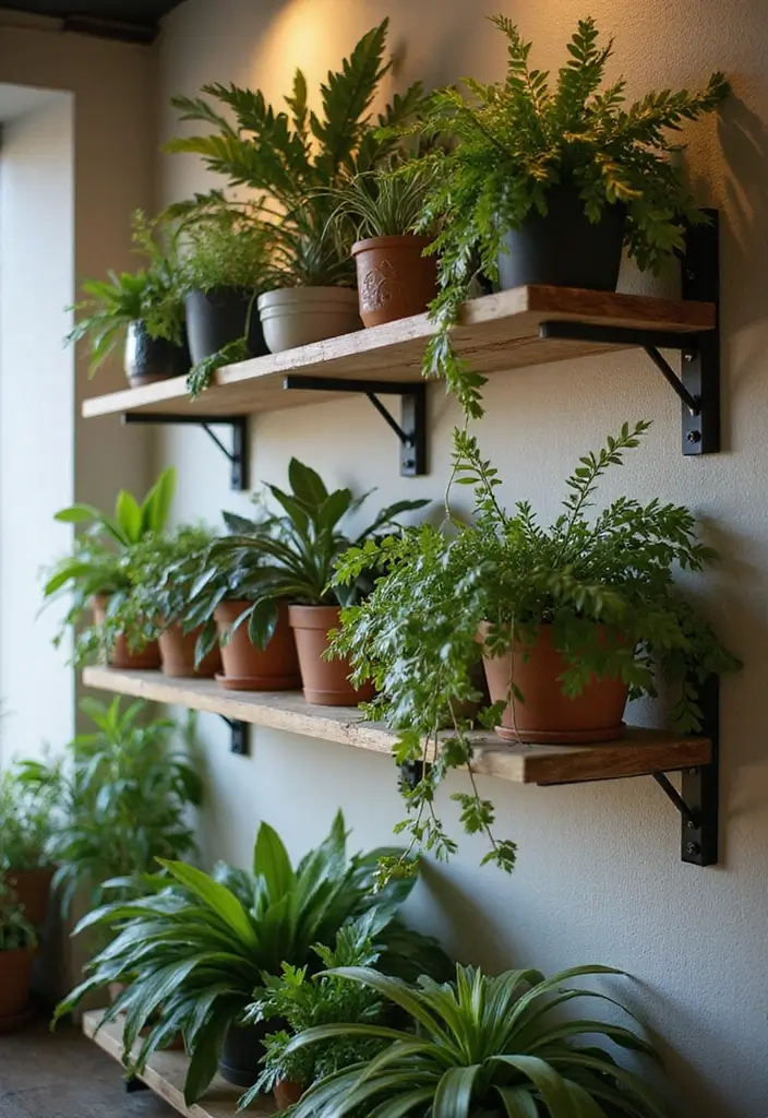 30 Indoor Plant Stand Ideas to Maximize Small Spaces 3 30 Indoor Plant Stand Ideas to Maximize Small Spaces - 3. Wall-mounted Shelves for Plants